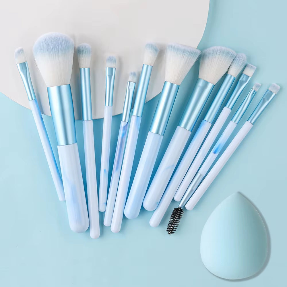 12PCS Blue Makeup Brushes Set Soft Fluffy Detail Concealer Blush Loose Powder Eyeshadow Highlighter Foundation Women Beauty Tool