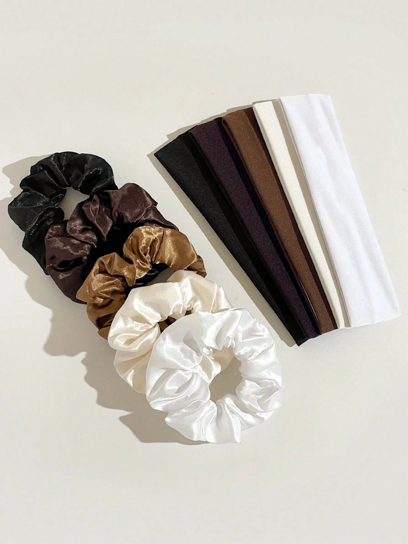10Pcs Solid Color Retro Fashion Breathable Sweat-Absorbing Hair Accessories. Colon Hair Ties + Sports Headbands Combination Set. Suitable for Daily Wear and Sports Matching., School Stuff, Gifts, Gym'S Outfit, Head Bands, Hair Bands