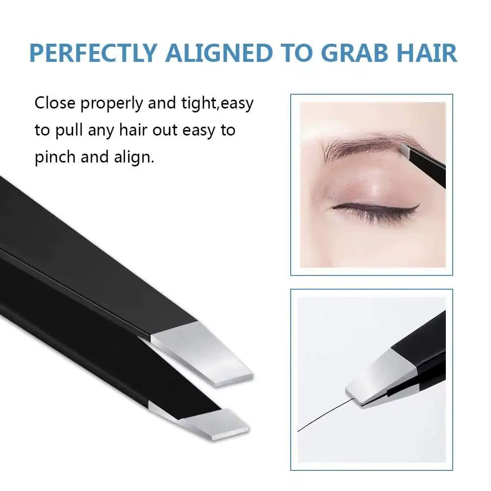 4 Pack Tweezers Set - Professional Stainless Steel Tweezers for Men and Women, Precision Eyebrow Tweezers for Facial Hair, Chin,