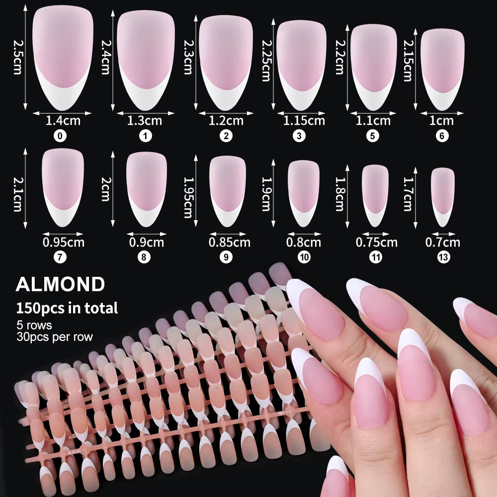 150Pcs Nude Pink Fake Nails Need Adhesive Glue Glitter Press on Nails Women Wearable Nail Art Stickers Full Finished False Nail