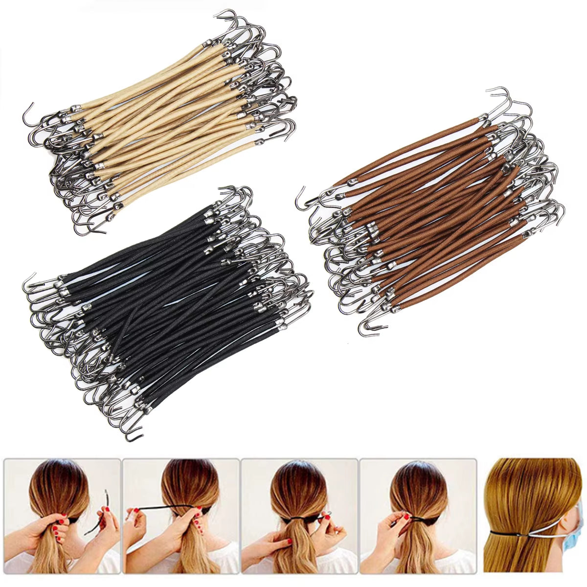 18/24/30PCS Women'S Elastic Hair Bands Gum Hooks Hair Accessories Hair Ties Styling Tools Holder Bungee Bands