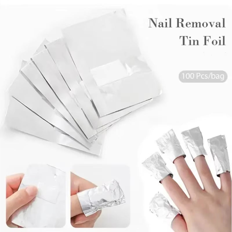 100Pcs Bag Aluminum Foil Nail Polish Immersion Nail Polish Nail Removal Wrap Nail Towel Gel Nail Polish Remover Nail Polish Tool