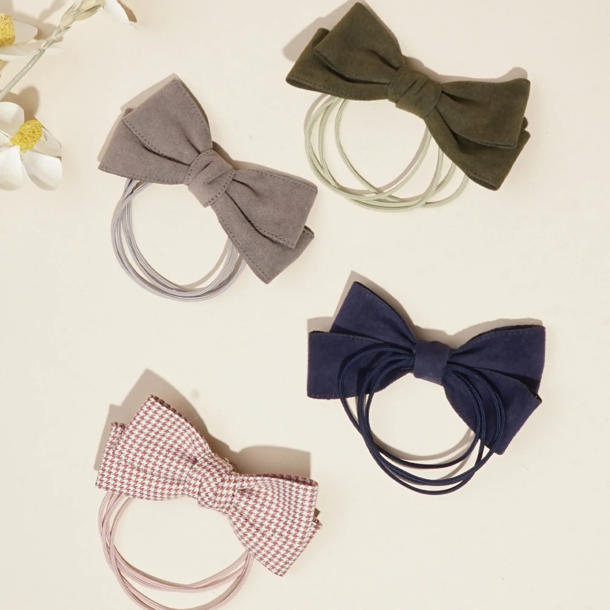 10/20Pcs/Set New Fashion Autumn Winter 4Inch Bow Flocking Hair Ring Elastic Hair Bands for Women Girls Hair Accessories Headwear