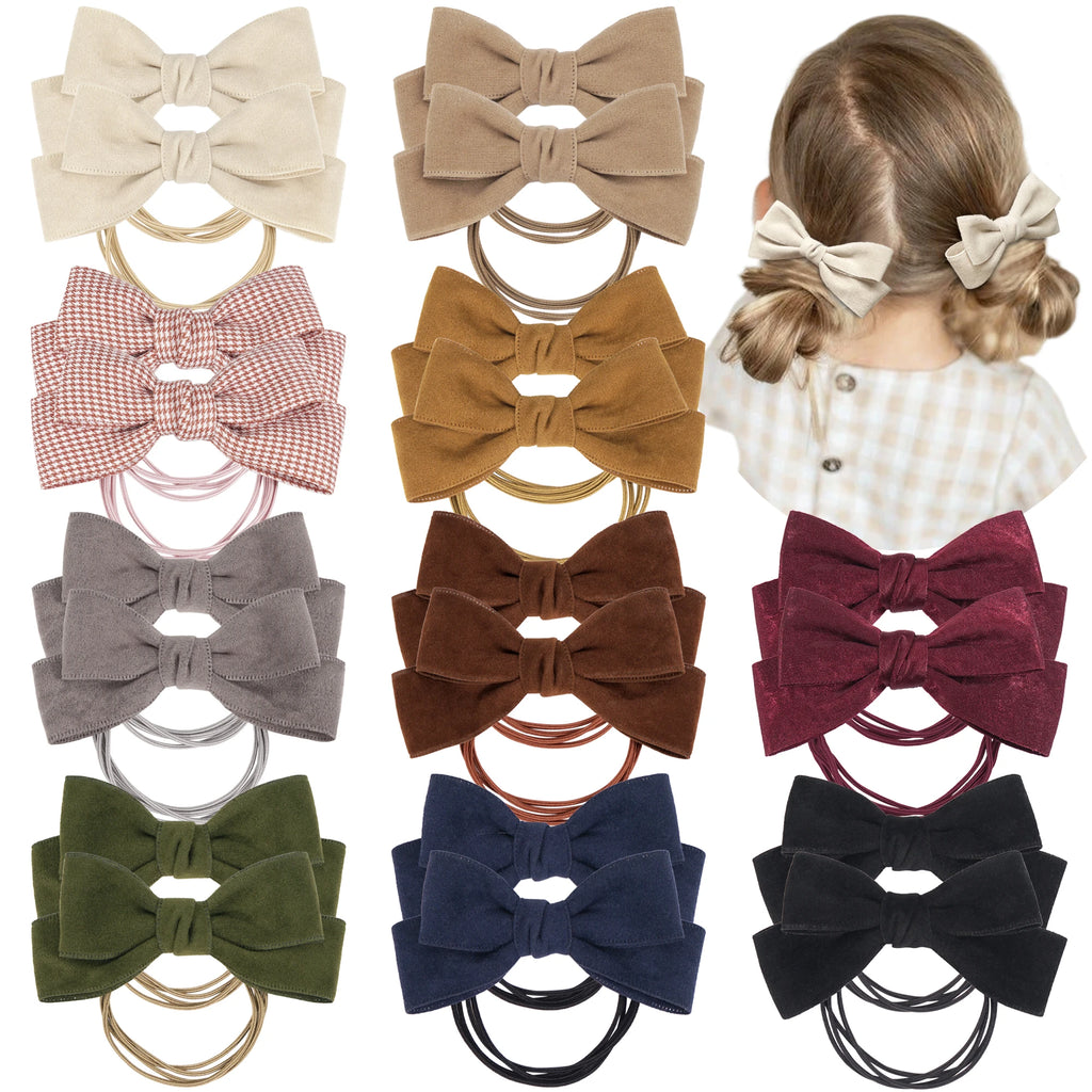 10/20Pcs/Set New Fashion Autumn Winter 4Inch Bow Flocking Hair Ring Elastic Hair Bands for Women Girls Hair Accessories Headwear