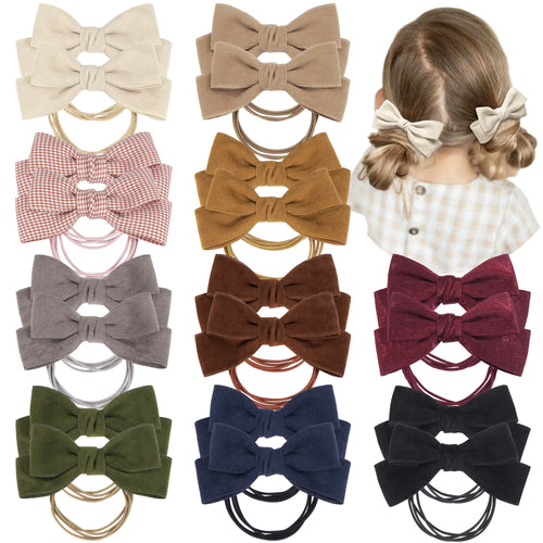 10/20Pcs/Set New Fashion Autumn Winter 4Inch Bow Flocking Hair Ring Elastic Hair Bands for Women Girls Hair Accessories Headwear