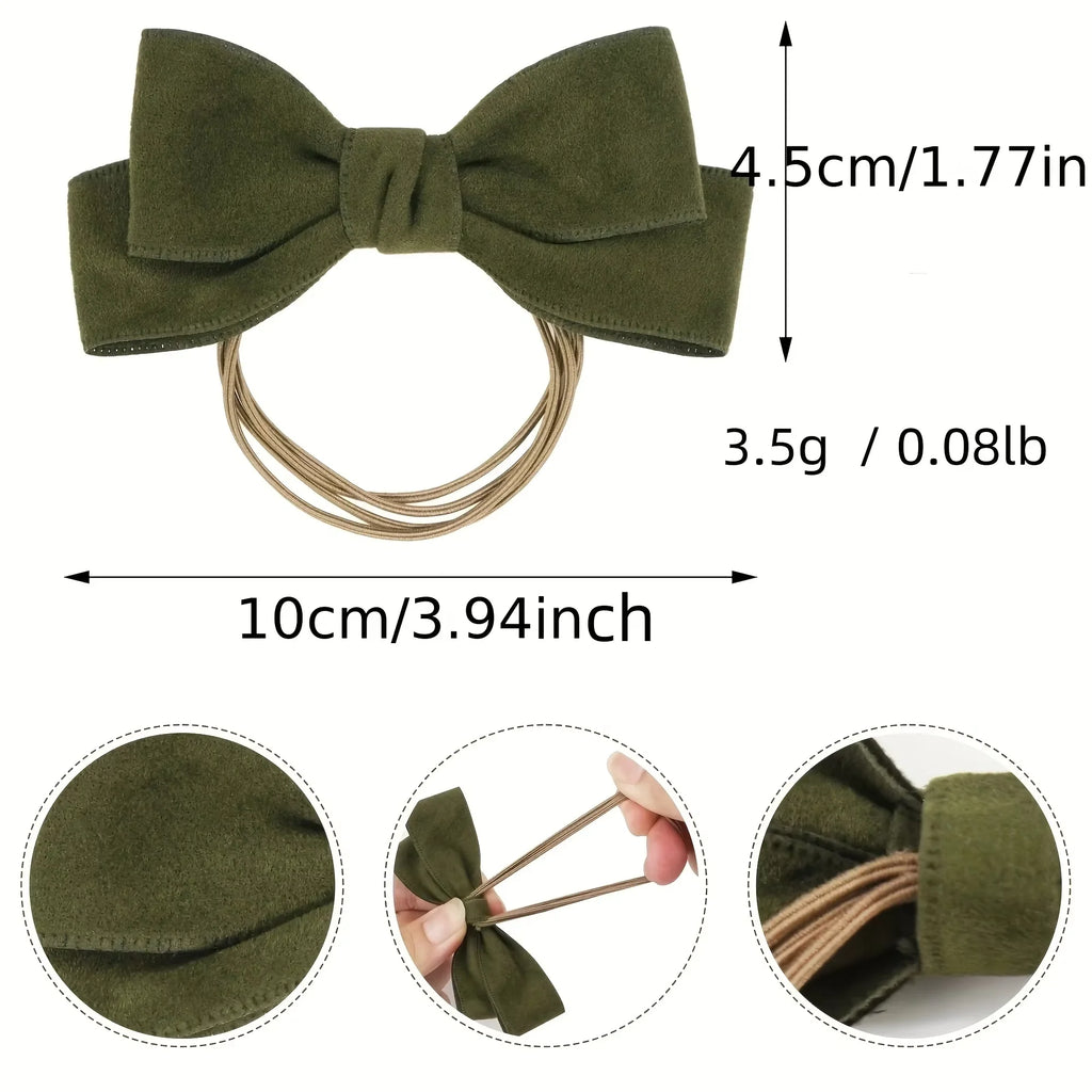 10/20Pcs/Set New Fashion Autumn Winter 4Inch Bow Flocking Hair Ring Elastic Hair Bands for Women Girls Hair Accessories Headwear
