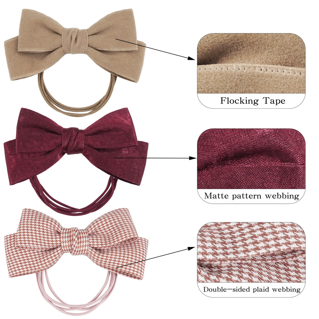 10/20Pcs/Set New Fashion Autumn Winter 4Inch Bow Flocking Hair Ring Elastic Hair Bands for Women Girls Hair Accessories Headwear