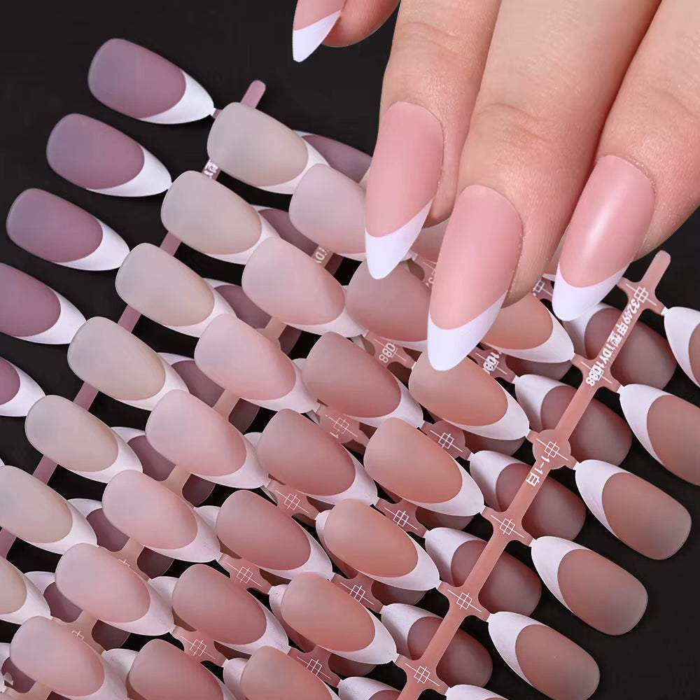 150Pcs Nude Pink Fake Nails Need Adhesive Glue Glitter Press on Nails Women Wearable Nail Art Stickers Full Finished False Nail