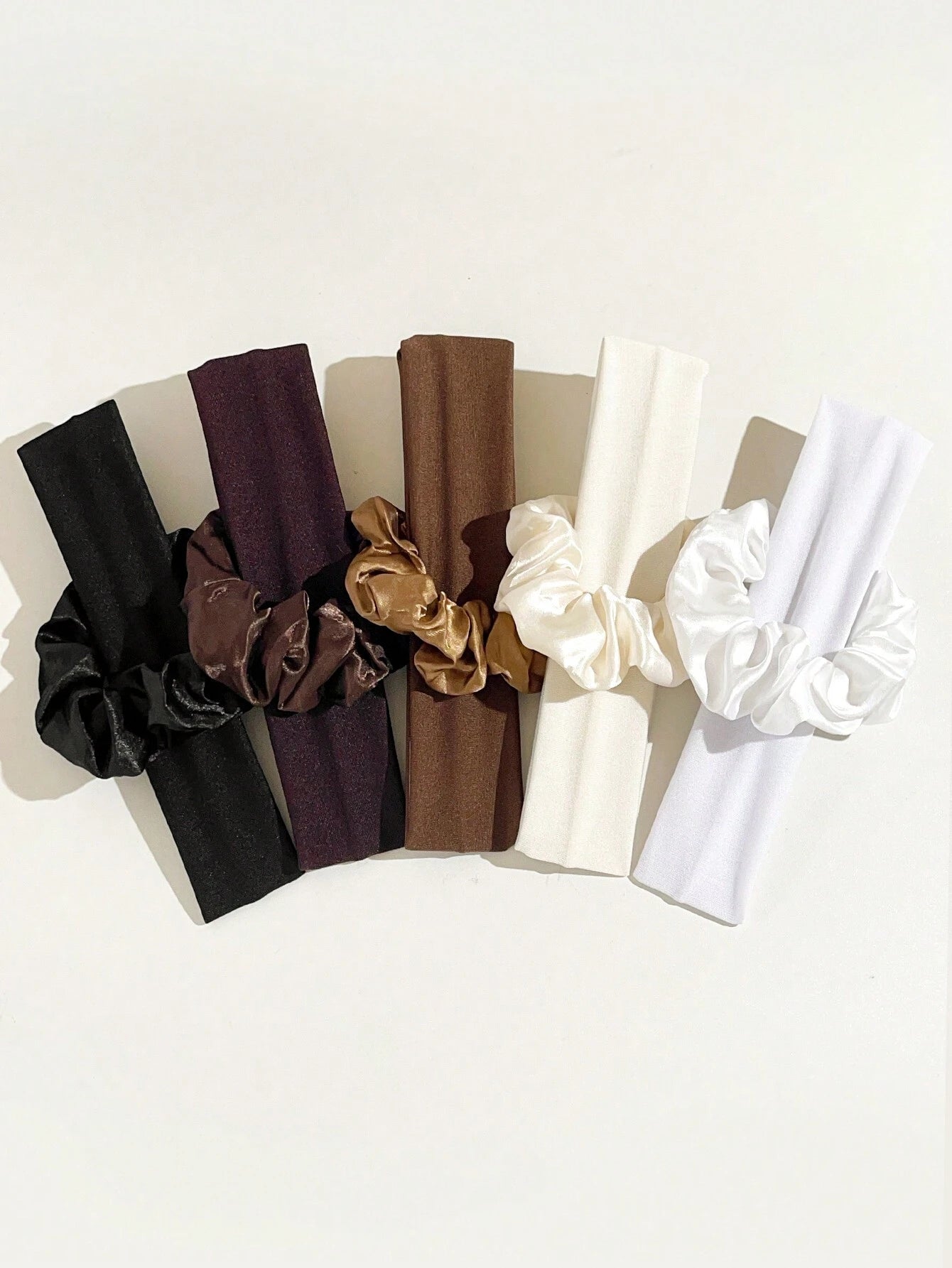 10Pcs Solid Color Retro Fashion Breathable Sweat-Absorbing Hair Accessories. Colon Hair Ties + Sports Headbands Combination Set. Suitable for Daily Wear and Sports Matching., School Stuff, Gifts, Gym'S Outfit, Head Bands, Hair Bands