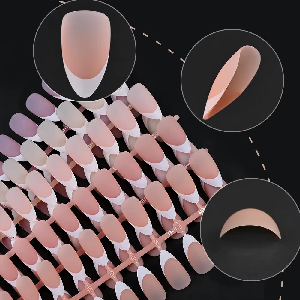 150Pcs Nude Pink Fake Nails Need Adhesive Glue Glitter Press on Nails Women Wearable Nail Art Stickers Full Finished False Nail