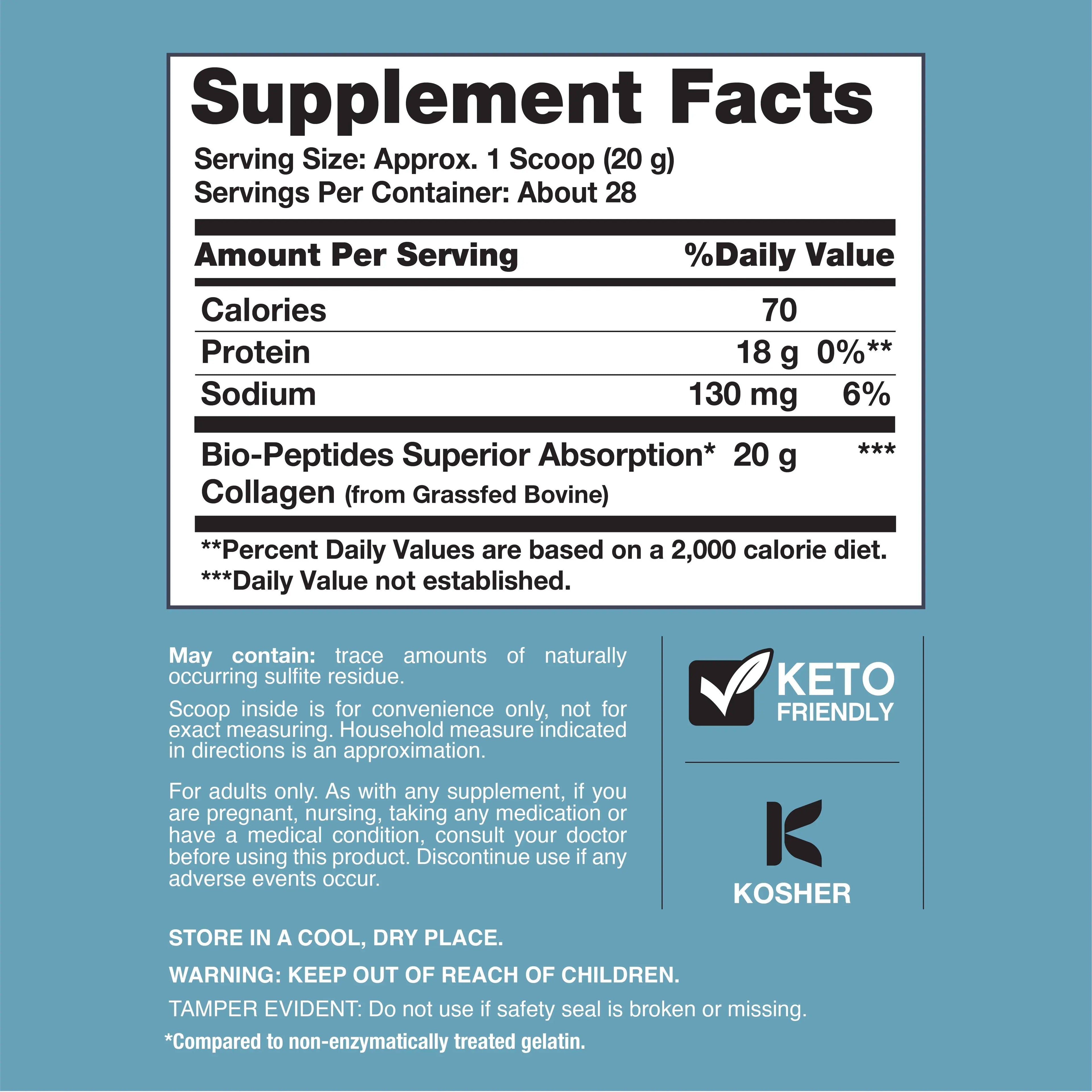 Neocell Collagen Bio-Peptides Powder 20Oz - Grassfed Protein Supplement - Advanced with 18 Essential Amino Acids