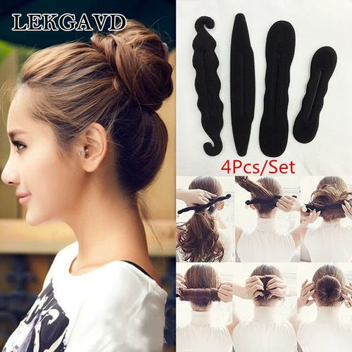 1/4Pcs Set Women Magic Foam Sponges Styling Hair Clip Device Donut Quick Messy Bun Updo Hairs Clips Tools Braid Hair Accessories