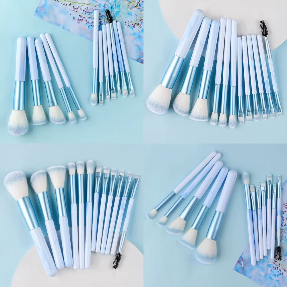 12PCS Blue Makeup Brushes Set Soft Fluffy Detail Concealer Blush Loose Powder Eyeshadow Highlighter Foundation Women Beauty Tool