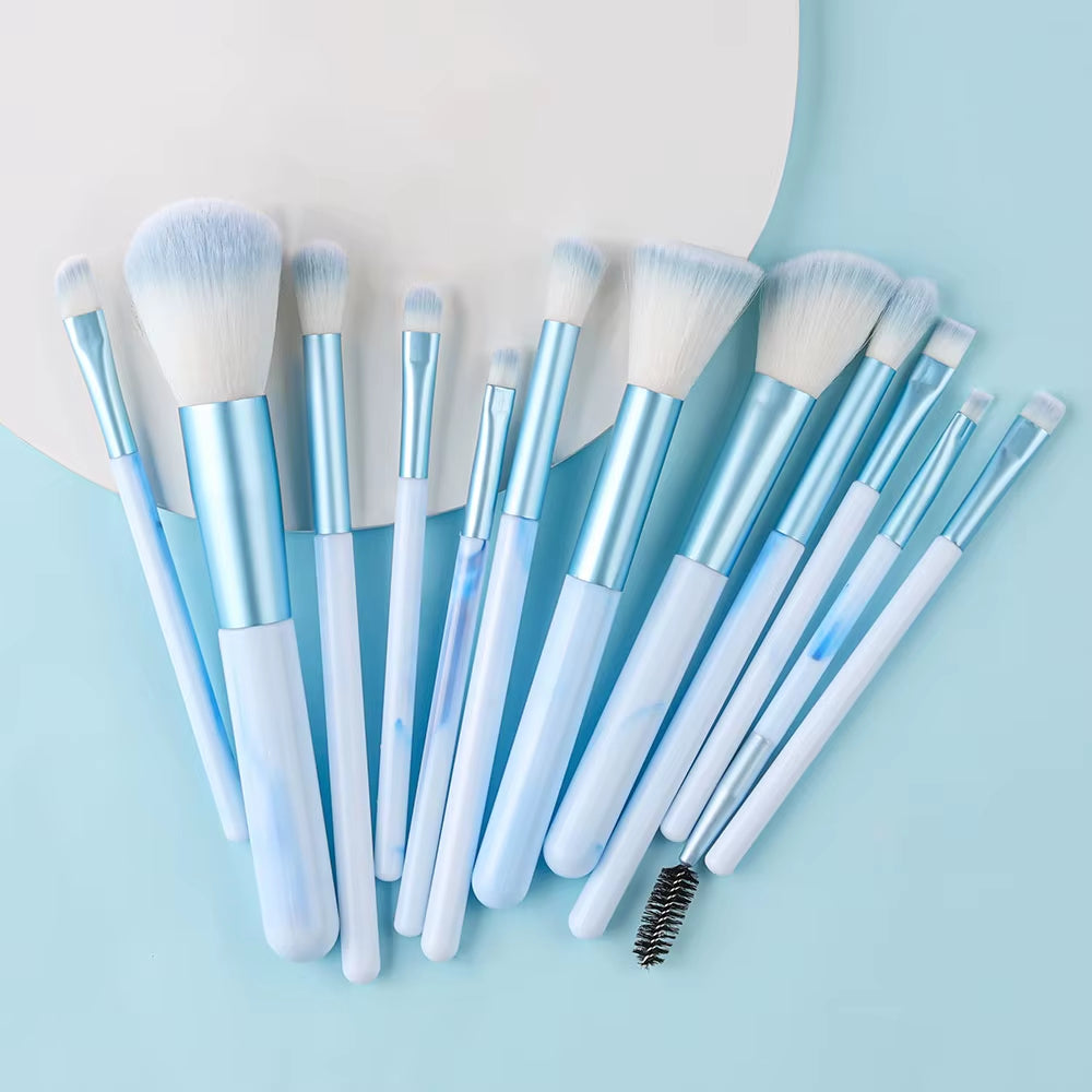 12PCS Blue Makeup Brushes Set Soft Fluffy Detail Concealer Blush Loose Powder Eyeshadow Highlighter Foundation Women Beauty Tool