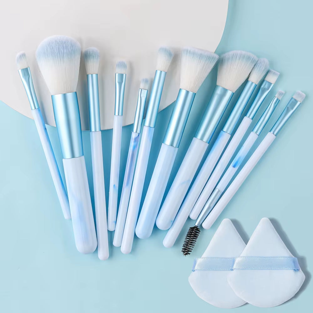 12PCS Blue Makeup Brushes Set Soft Fluffy Detail Concealer Blush Loose Powder Eyeshadow Highlighter Foundation Women Beauty Tool
