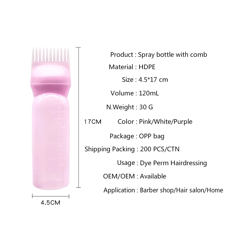 3 Color Salon Hair Oil Applicator Bottle Professional Hairdressing Dyeing Comb Bottles Barbershop Hairdresser Coloring Supplies
