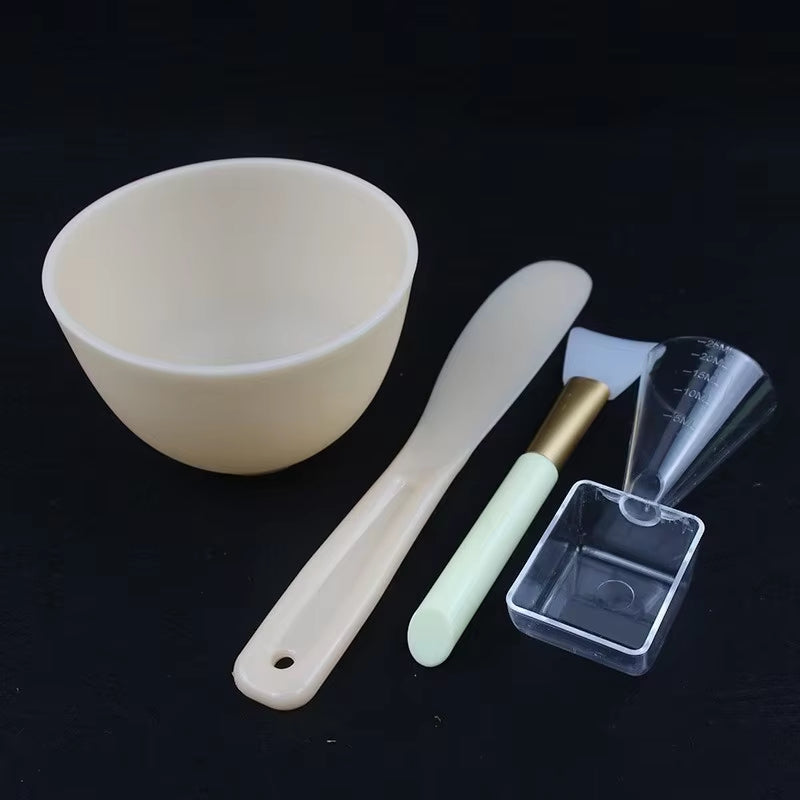 3/4Pcs Face Mask Brush Set Reusable Mask Mixing Bowl Facial Applicator Spatula Stirring Soft Fan Facial Brushes Makeup Supplies